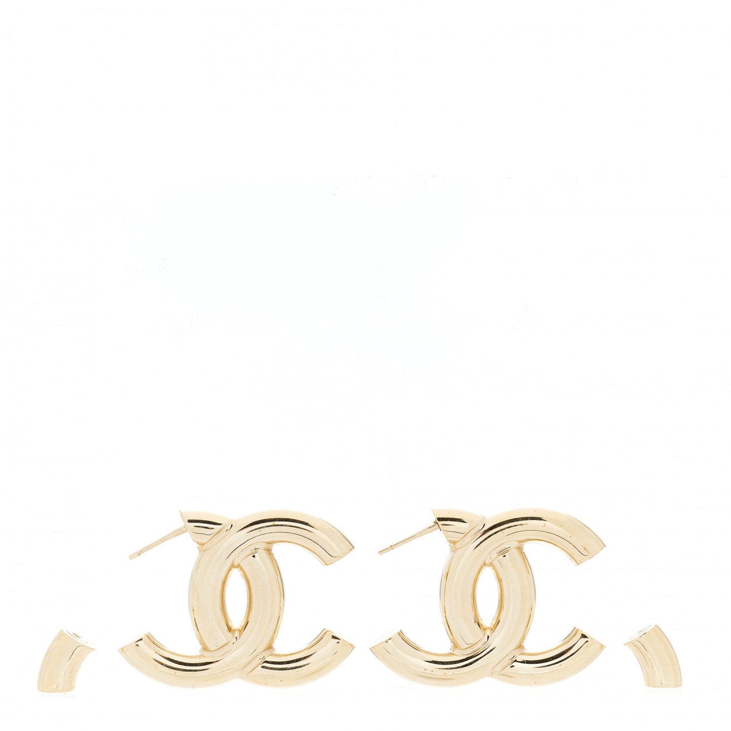 Metal Large CC Earrings Light Gold