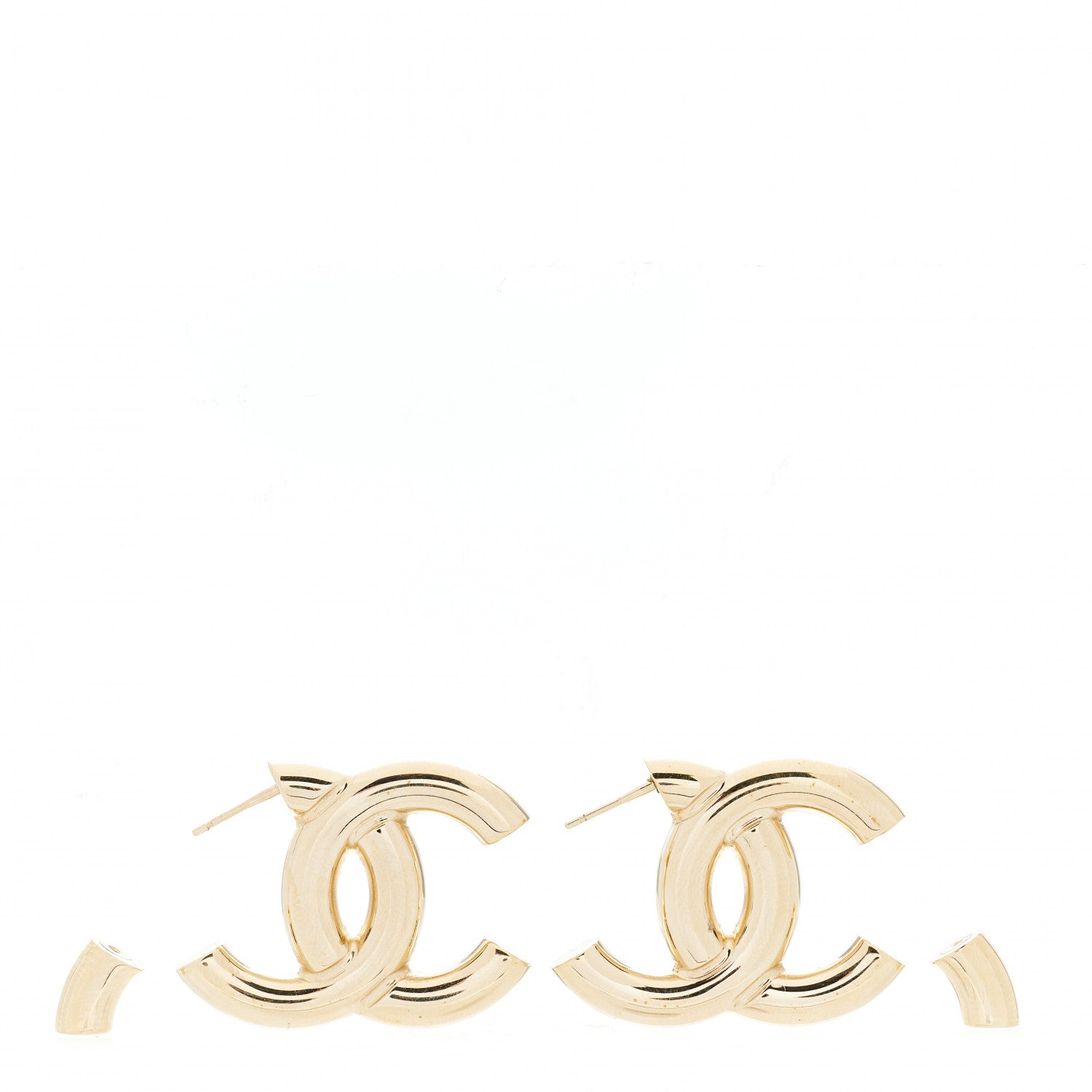 Chanel Metal Large CC Earrings Light Gold 3 of 5