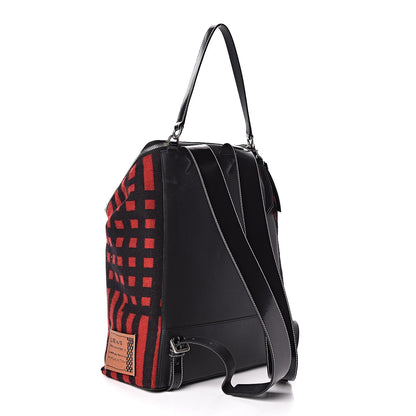 Loewe Wool Sheepsskin Goya Grid Backpack Scarlet Red Black 3 of 9