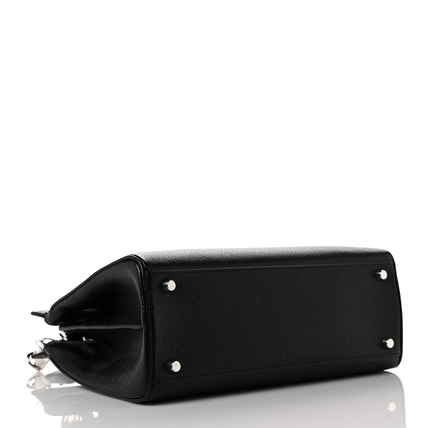 Grainy Calfskin Small Zumi Top Handle Bag Black
