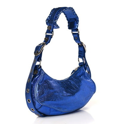 Balenciaga Metallic Arena Agneau Le Cagole Shoulder Bag XS Blue 3 of 13