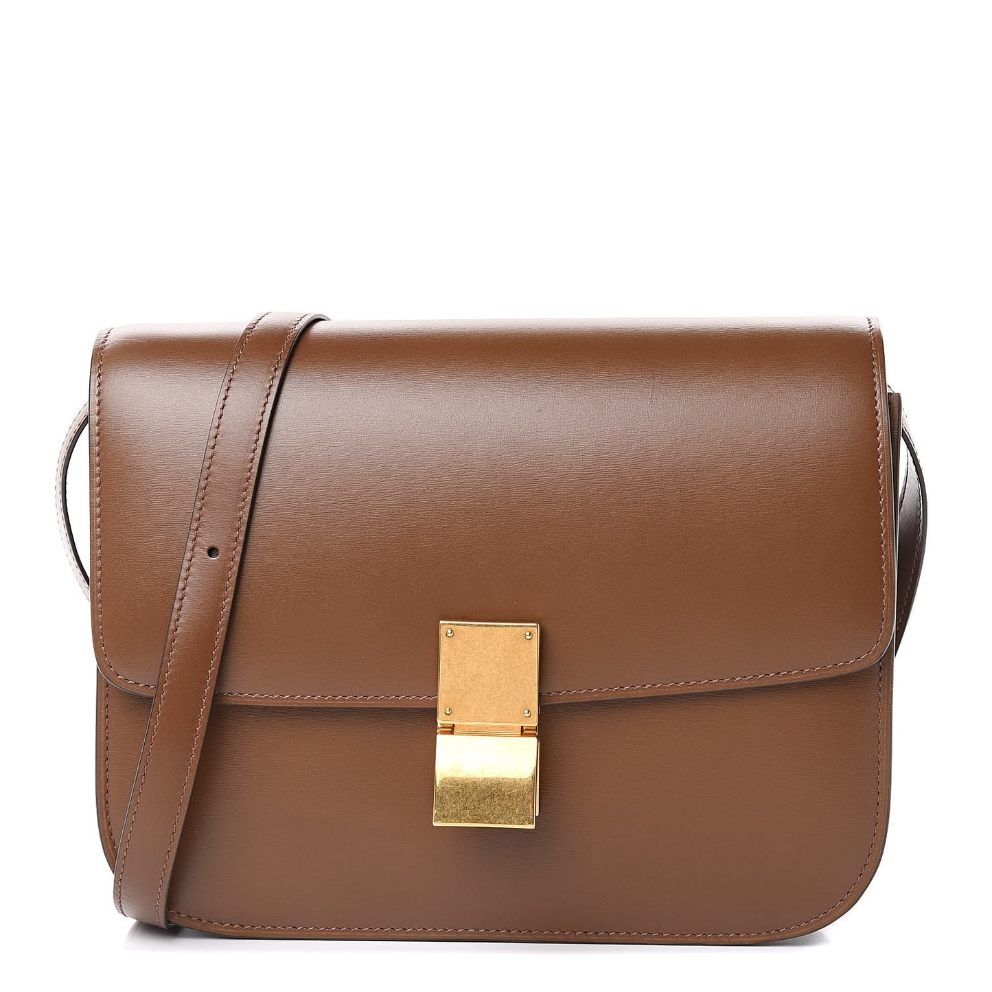 Box Calfskin Medium Classic Box Flap Bag Camel