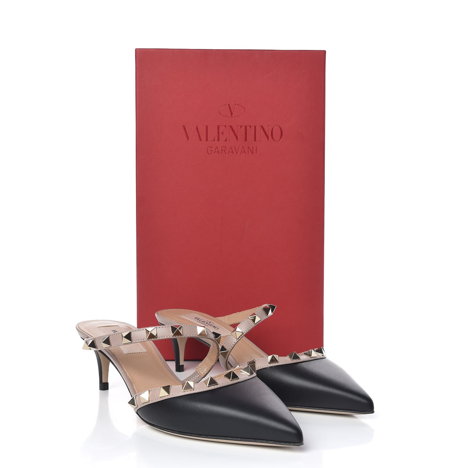 Valentino Garavani Calfskin Nappa Rockstud Cross Strap 50mm Mules 35 Black Poudre 9 of 9