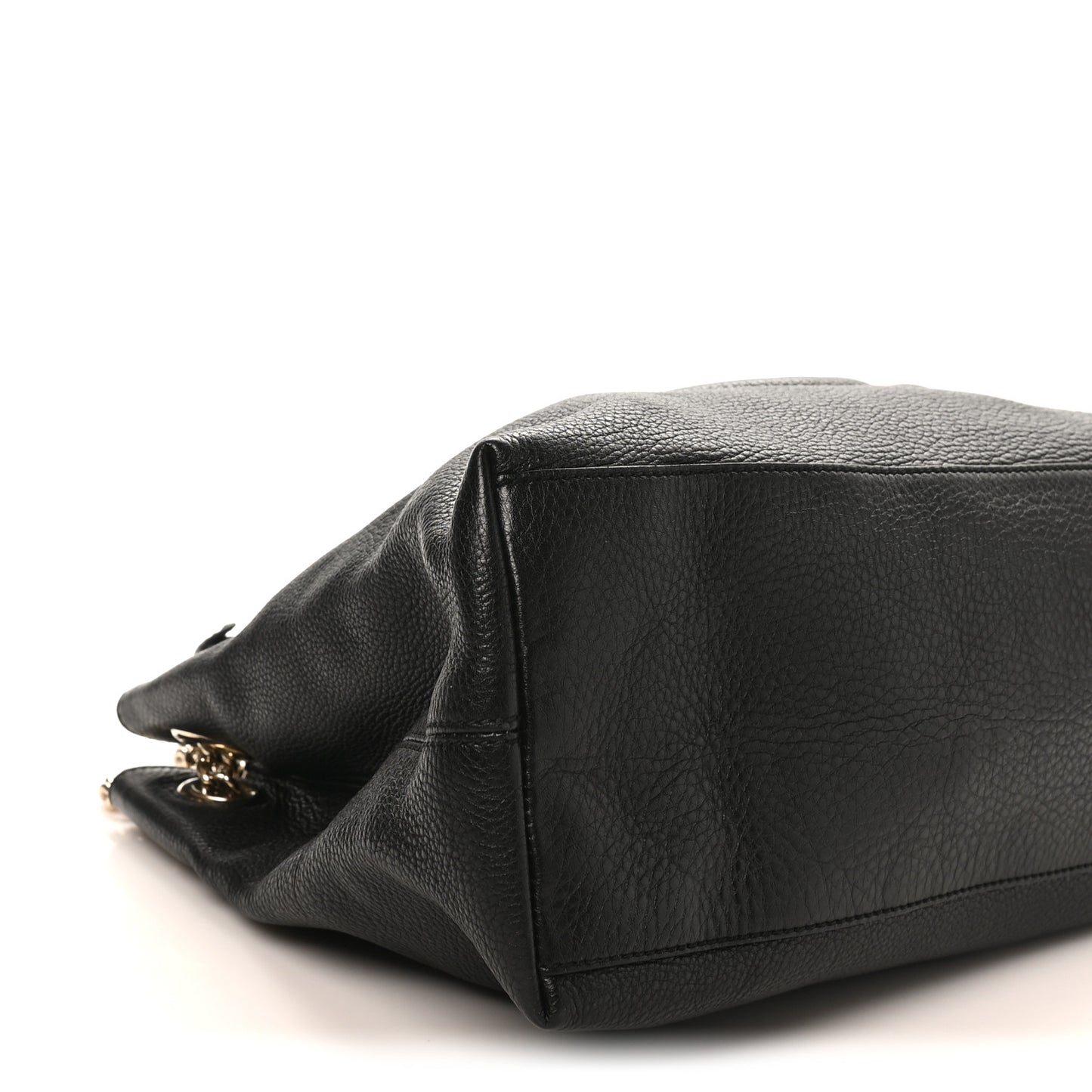 Pebbled Calfskin Medium Soho Chain Shoulder Bag Black