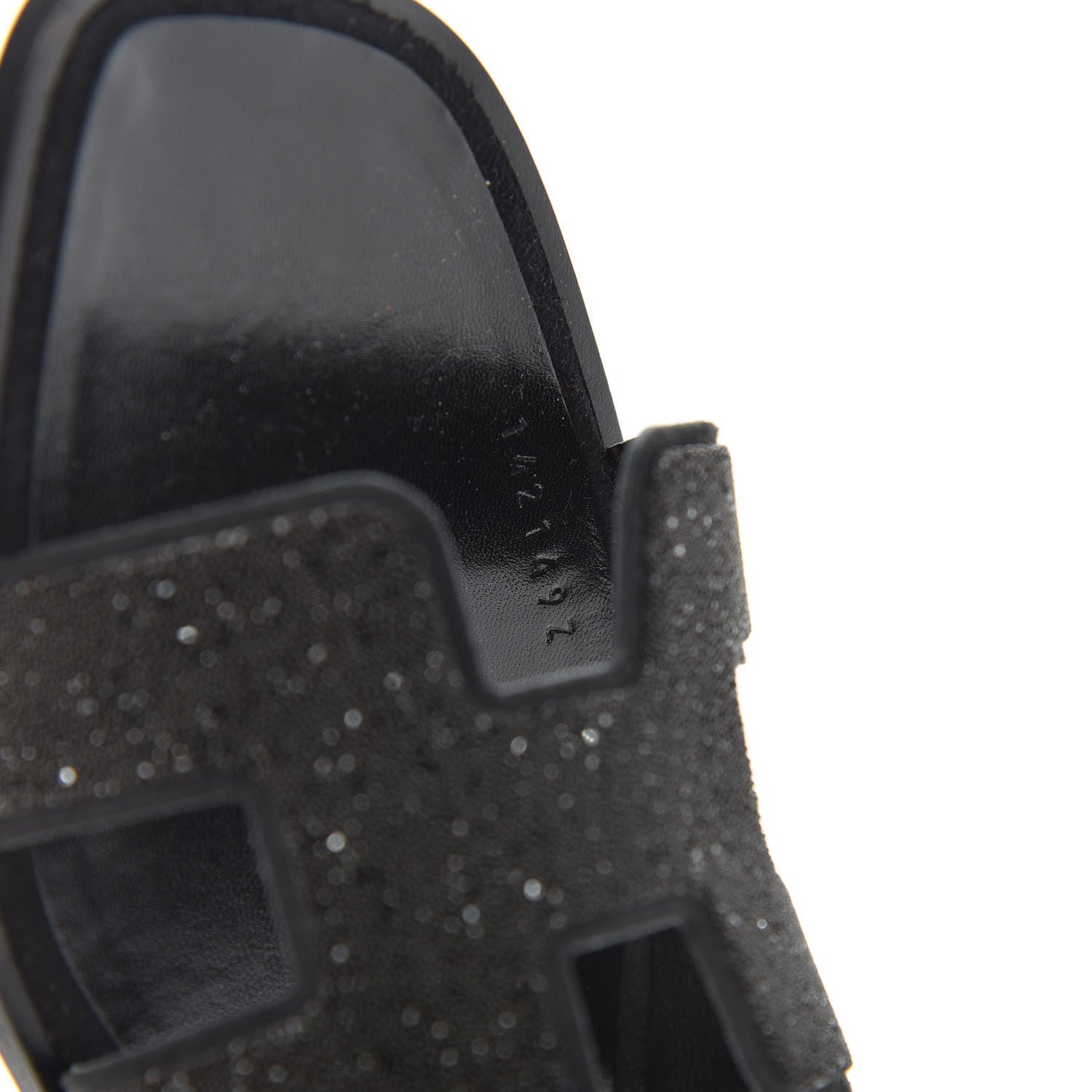 Hermes Suede Goatskin Crystal Powder Oran Sandals 38.5 Black 9 of 10