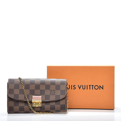 Louis Vuitton Damier Ebene Croisette Chain Wallet Rose Ballerine 7 of 7
