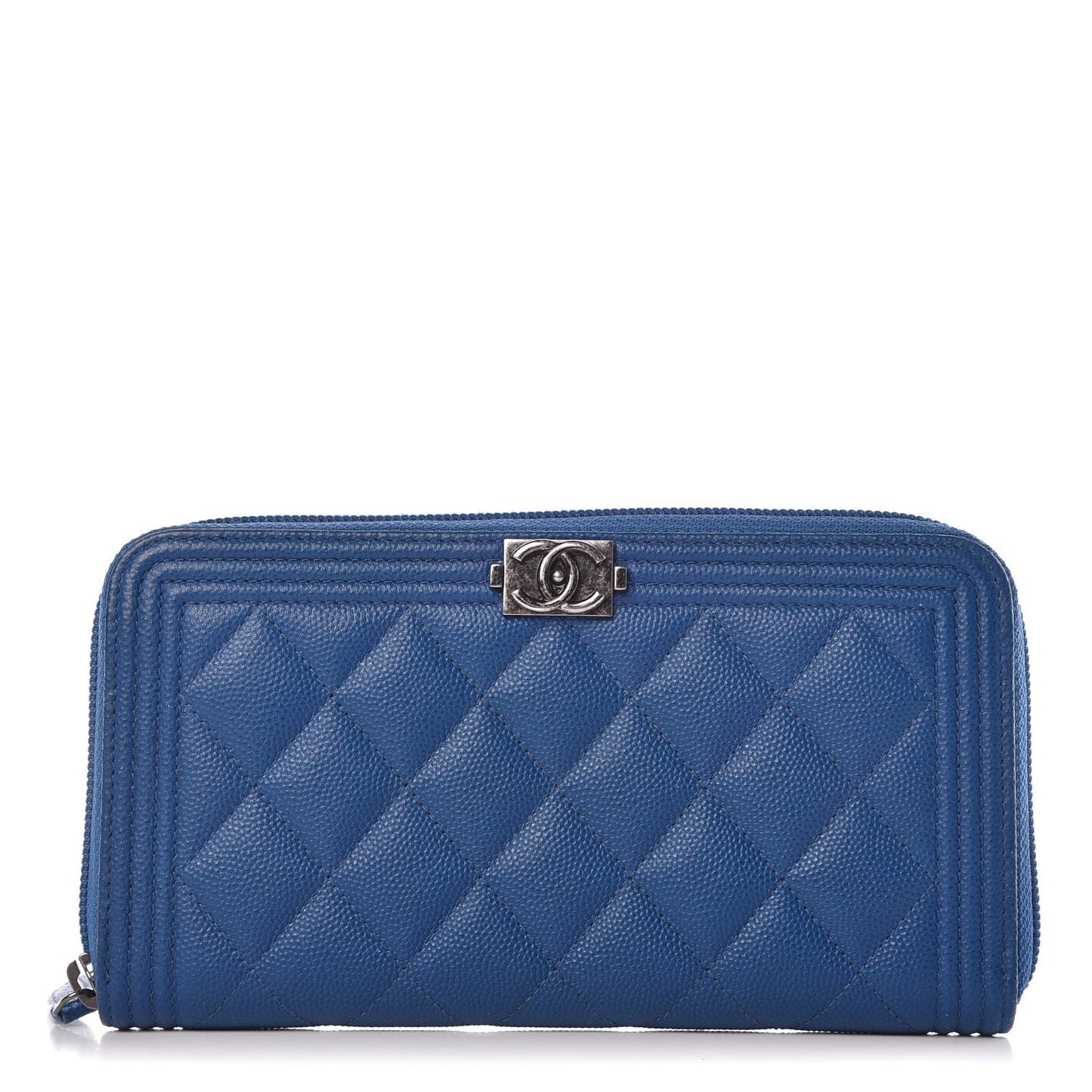 Caviar Large Zip Around Boy Wallet Blue