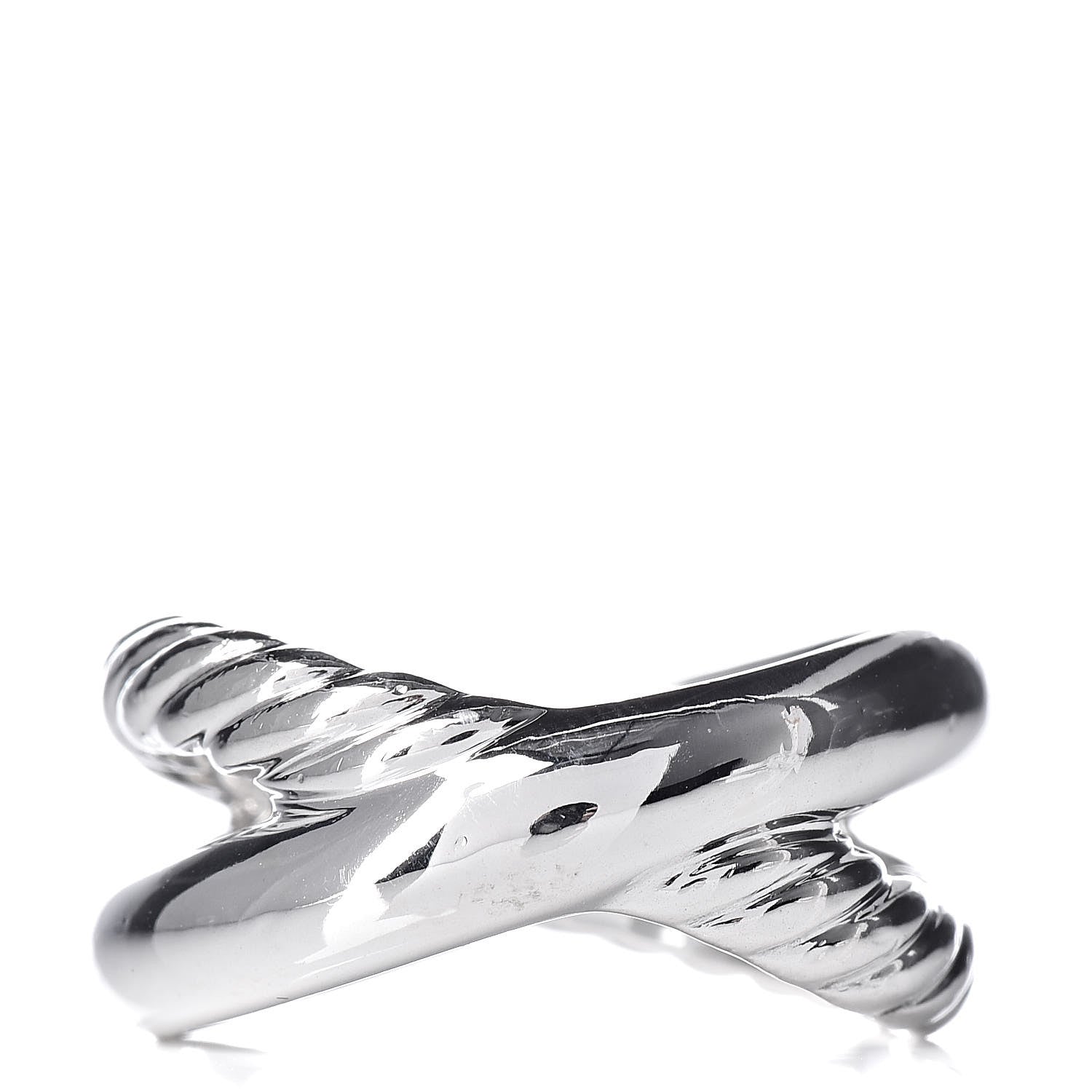 David Yurman Sterling Silver Diamond Crossover Cable Ring 54 7 4 of 5