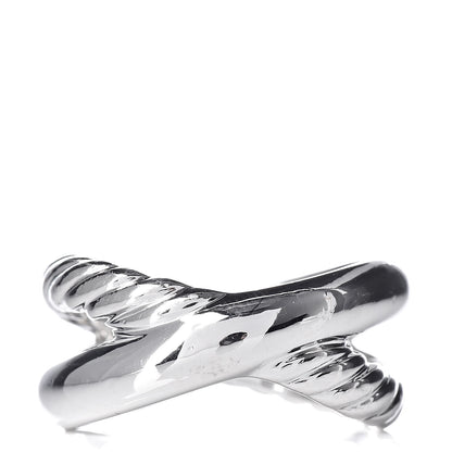 David Yurman Sterling Silver Diamond Crossover Cable Ring 54 7 4 of 5