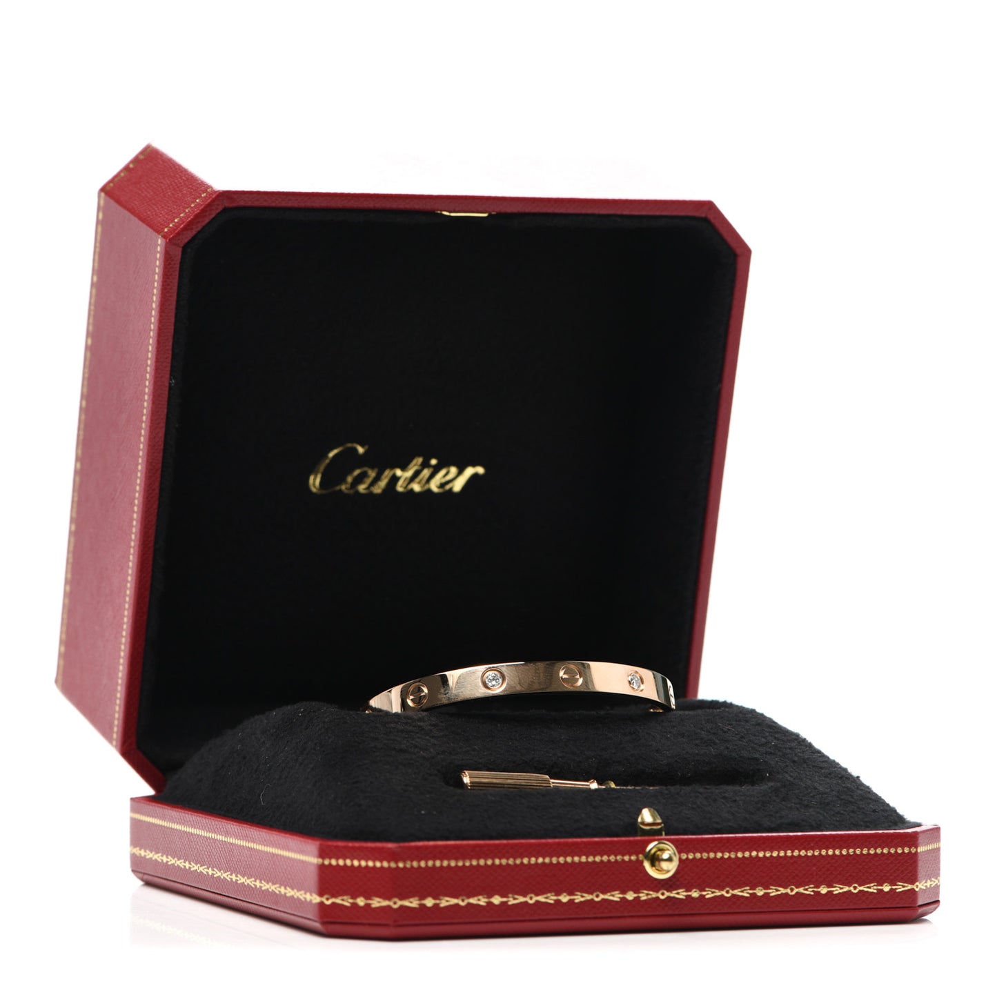 18K Pink Gold 4 Diamond LOVE Bracelet 17