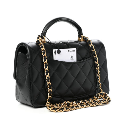 Chanel Lambskin Quilted Mini Top Handle Rectangular Flap Black 3 of 11