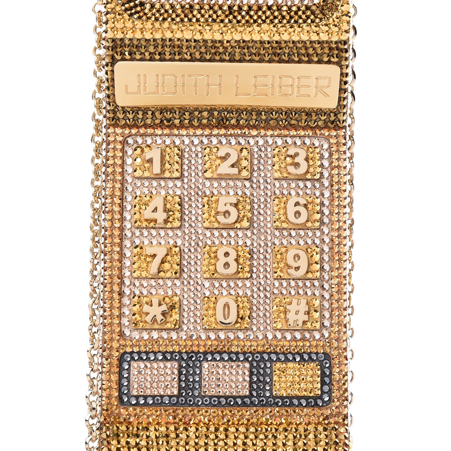 Judith Leiber Austrian Crystal Call Me Brick Phone Minaudiere Clutch Multicolor Gold 12 of 15