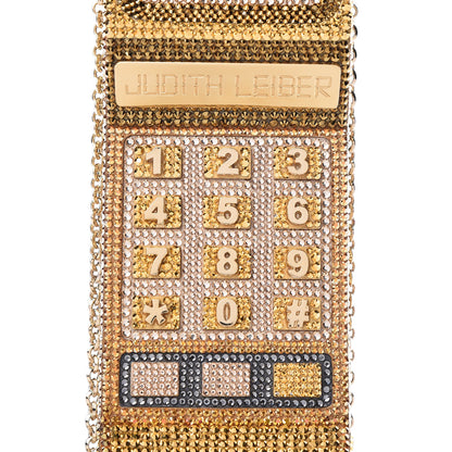 Judith Leiber Austrian Crystal Call Me Brick Phone Minaudiere Clutch Multicolor Gold 12 of 15