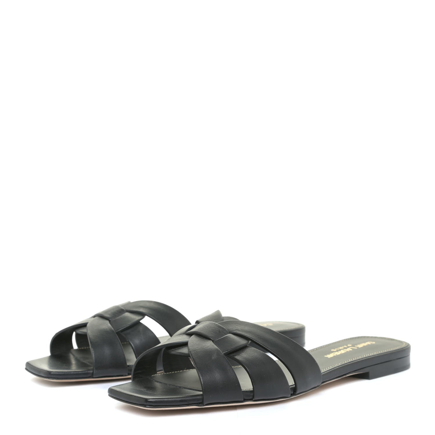Saint Laurent Calfskin Tribute 05 Slide Sandals 35.5 Black 2 of 11