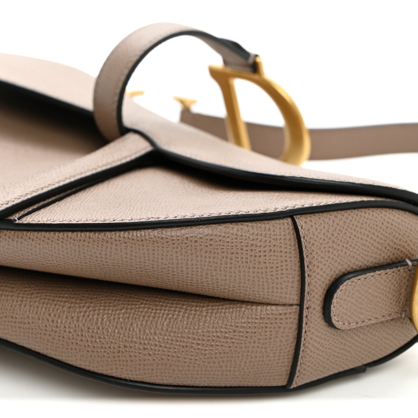Grained Calfskin Saddle Bag Warm Taupe