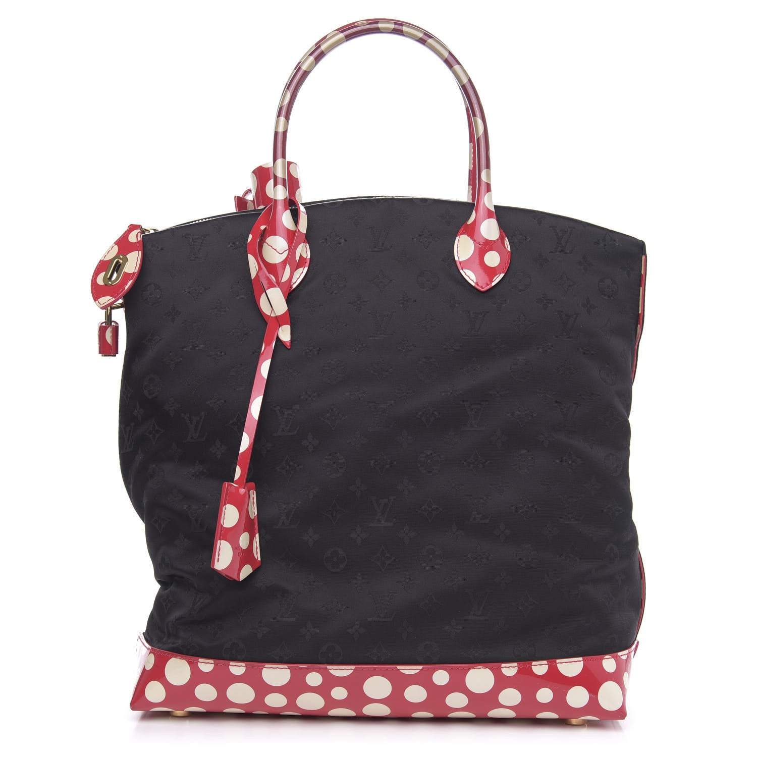 Louis Vuitton Nylon Monogram Kusama Infinity Dots Vertical Lockit Black Red 1 of 11
