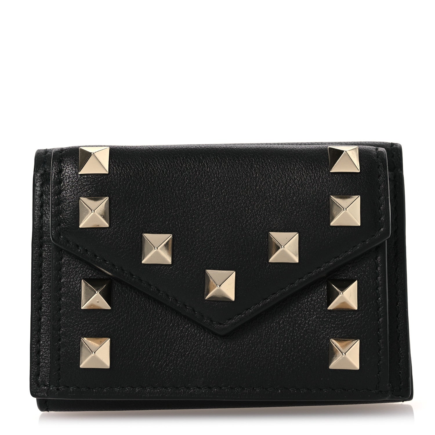 Valentino Garavani Calfskin Small Rockstud Wallet  Black 1 of 11