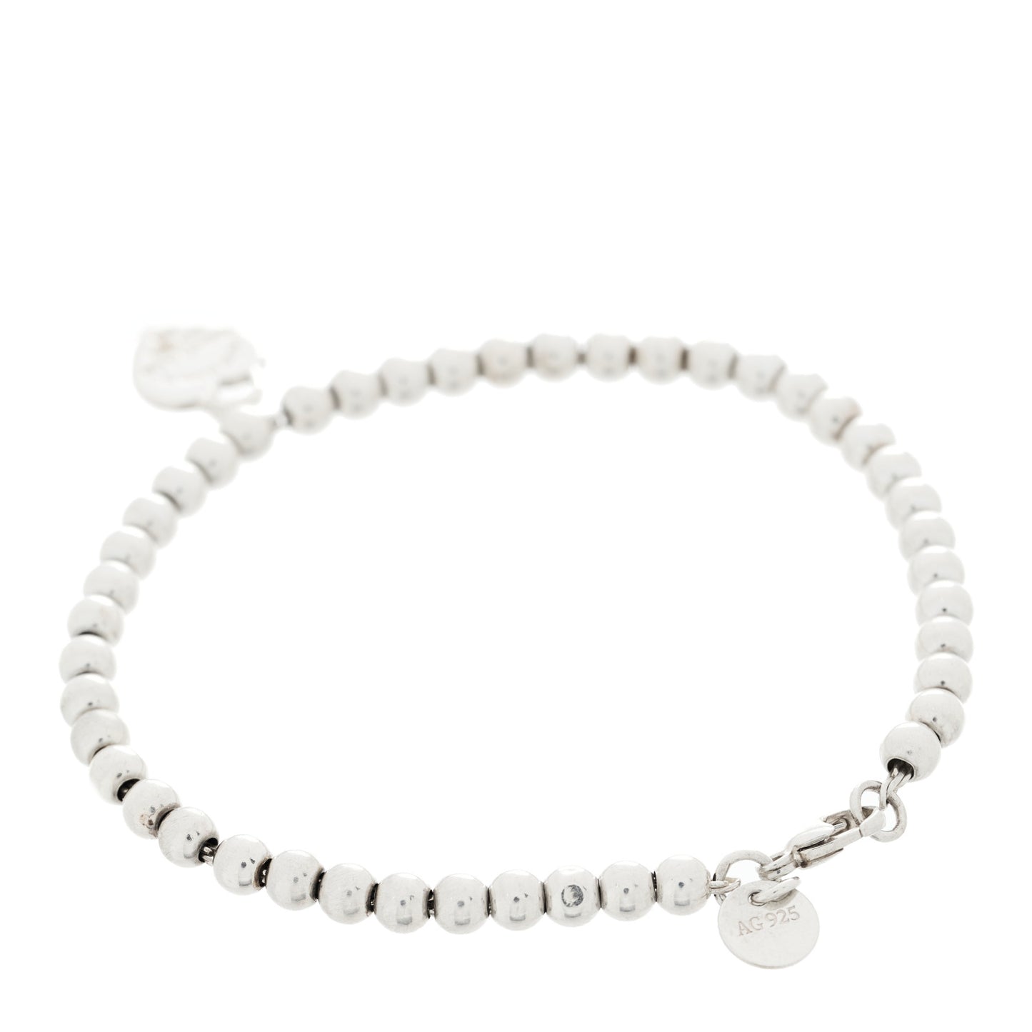 Sterling Silver Enamel 4mm Return to Tiffany Heart Tag Bead Bracelet Pink