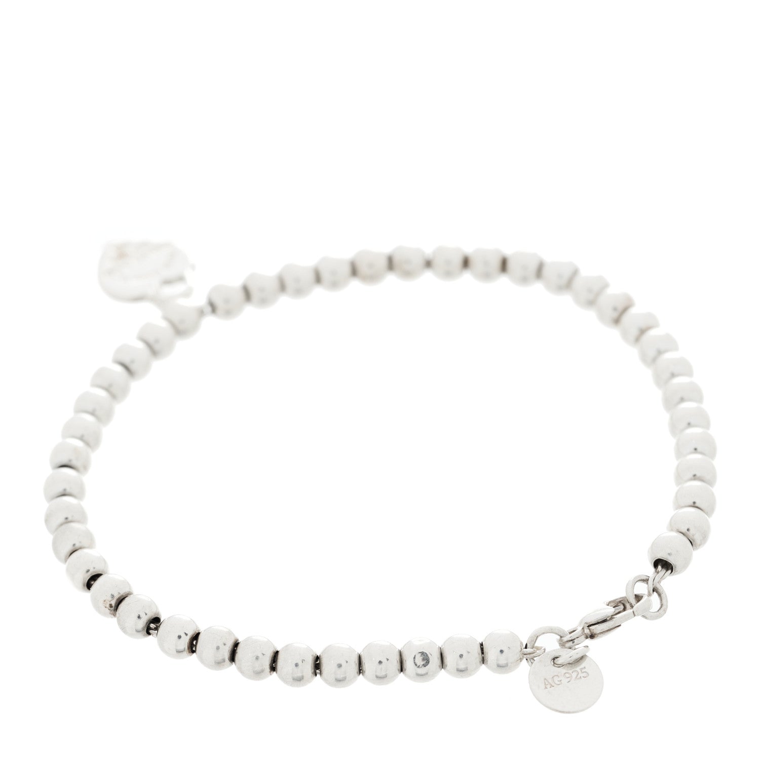 Tiffany Sterling Silver Enamel 4mm Return to Tiffany Heart Tag Bead Bracelet Pink 3 of 7