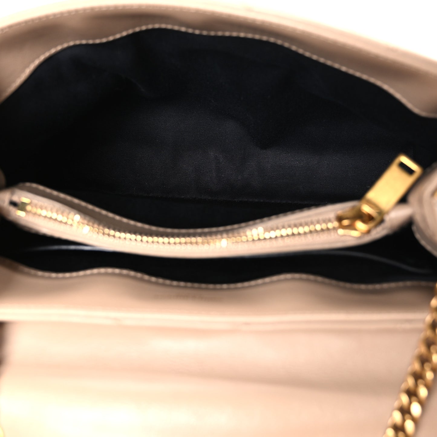 Calfskin Y Quilted Monogram Small Loulou Chain Satchel Dark Beige