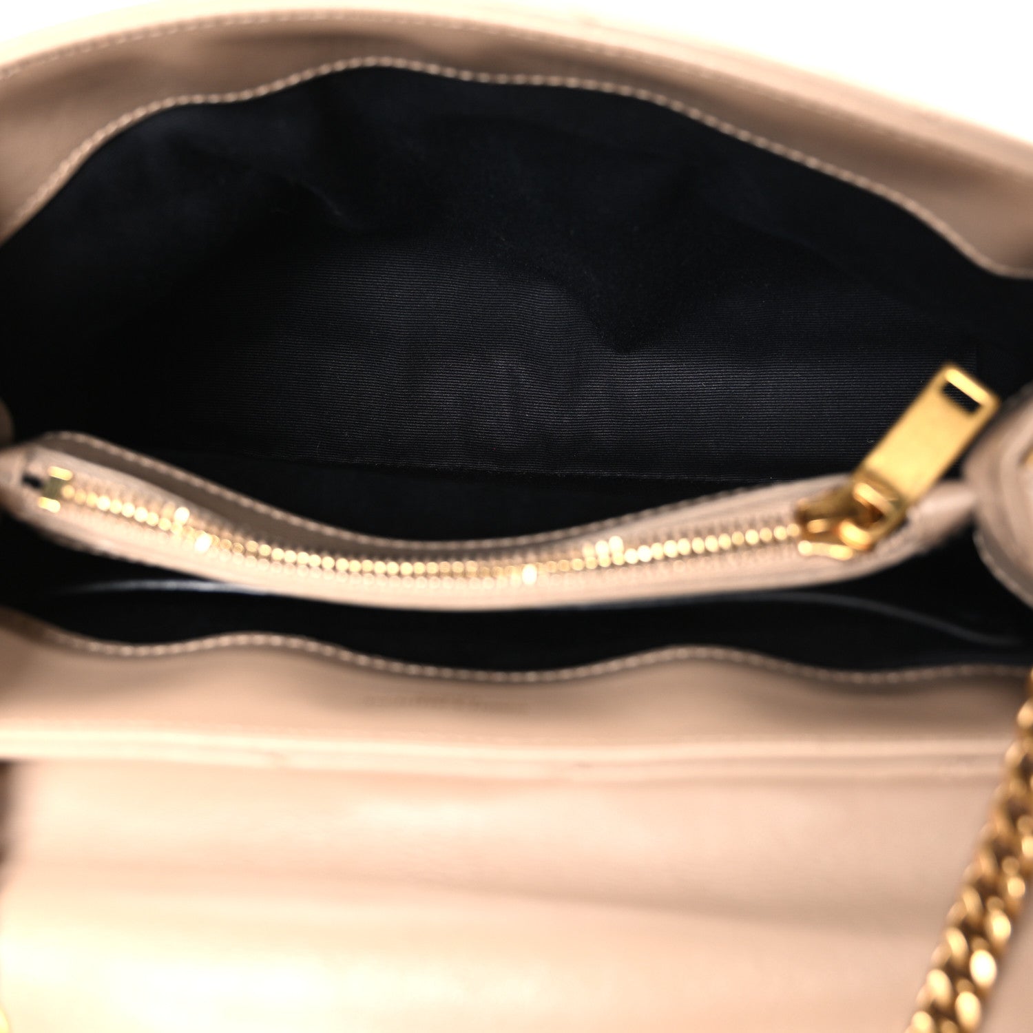 Saint Laurent Calfskin Y Quilted Monogram Small Loulou Chain Satchel Dark Beige 5 of 10