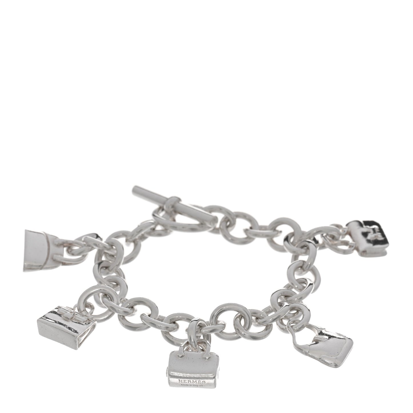 Sterling Silver Five Bags Amulette Charm Bracelet ST