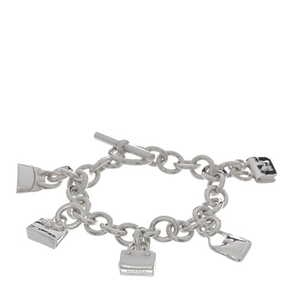 Hermes Sterling Silver Five Bags Amulette Charm Bracelet ST 1 of 4
