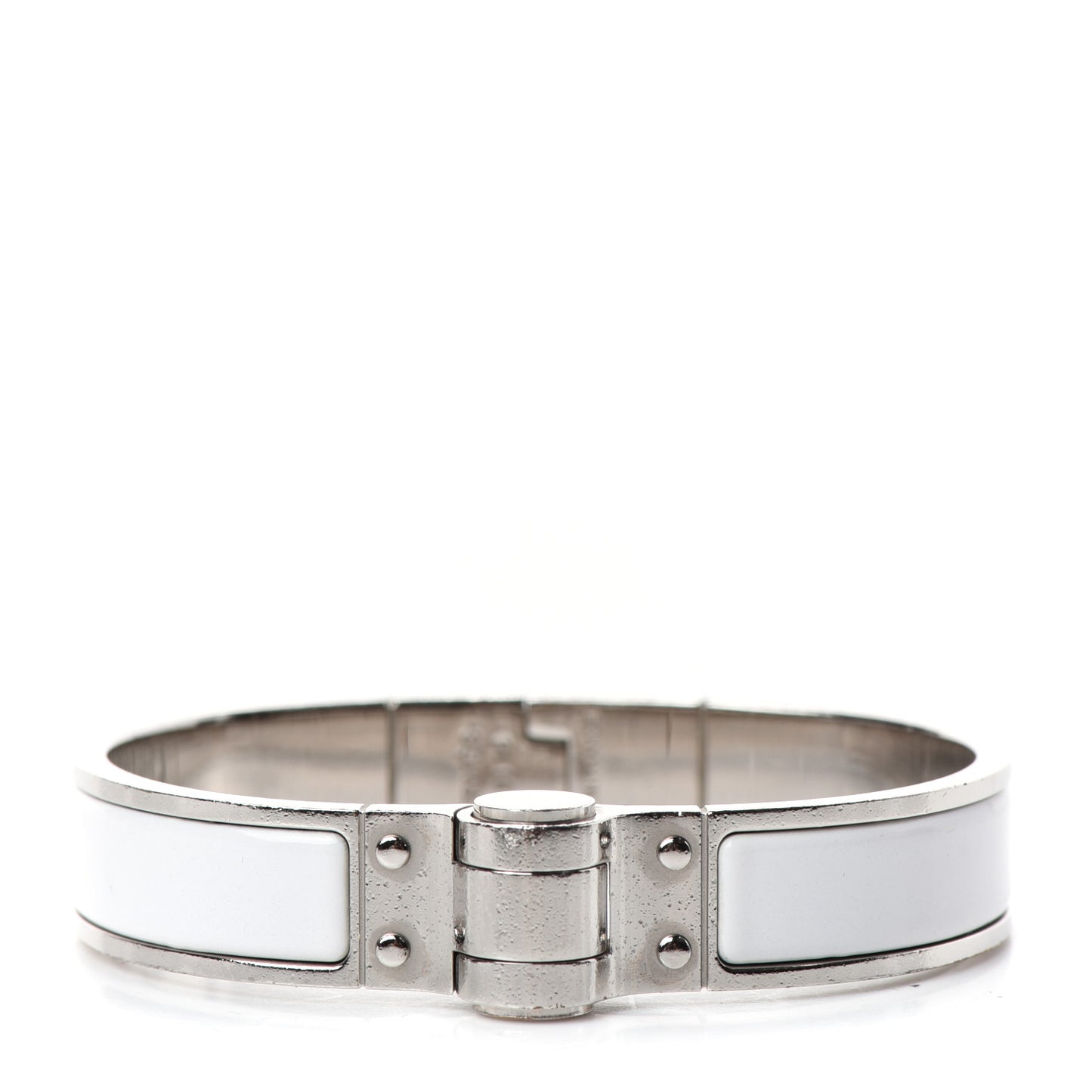 Enamel Charniere Uni Narrow Hinged Bracelet S White