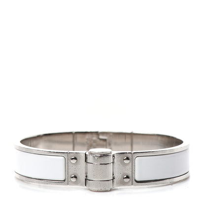 Hermes Enamel Charniere Uni Narrow Hinged Bracelet S White 1 of 4