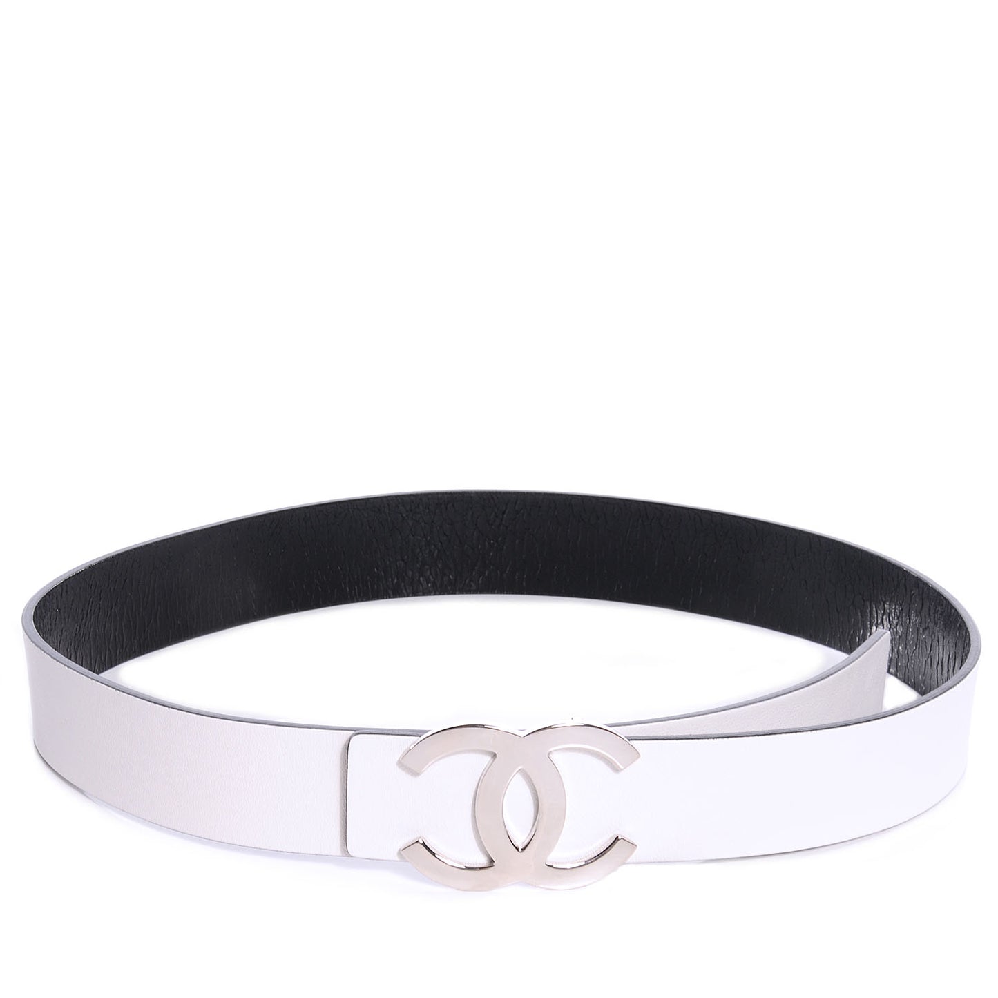 Reversible Leather CC Logo Belt 75 White Black