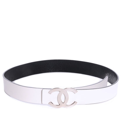 Chanel Reversible Leather CC Logo Belt 75 White Black 4 of 6