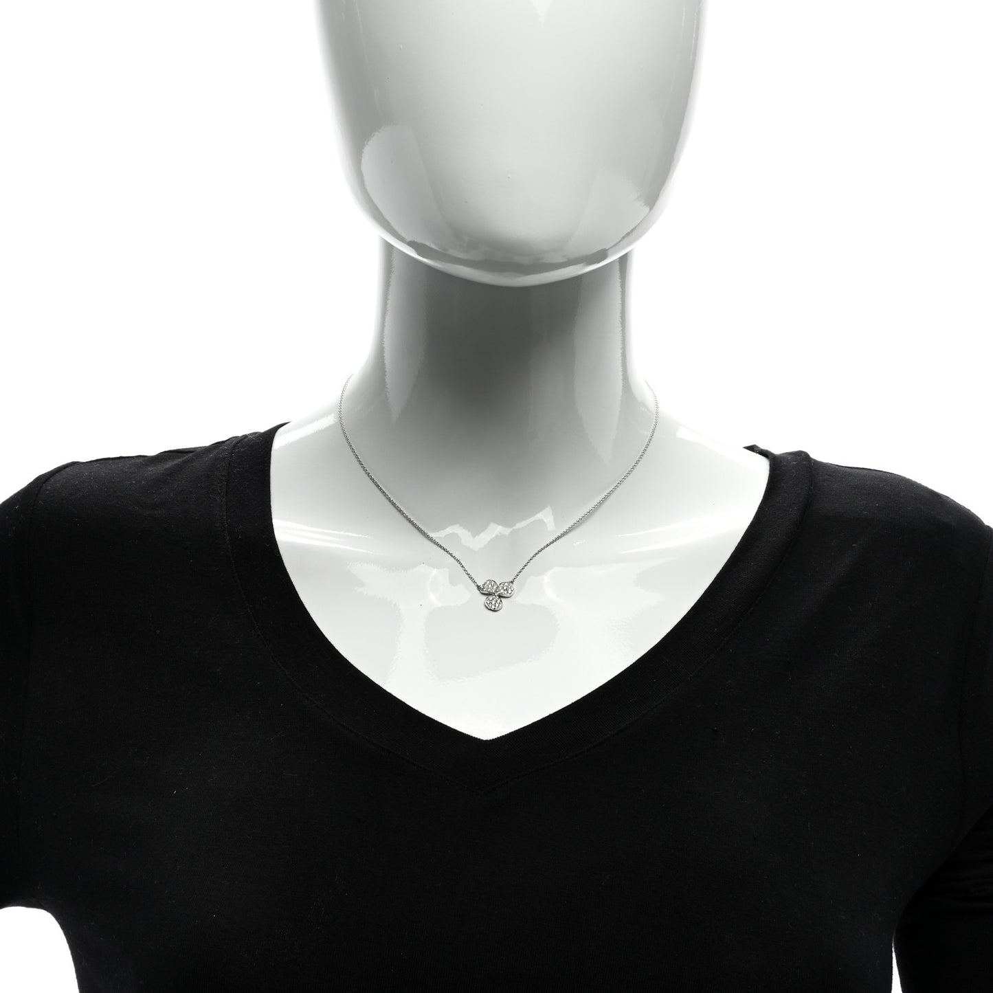 Platinum Diamond Paper Flowers Pave Pendant Necklace