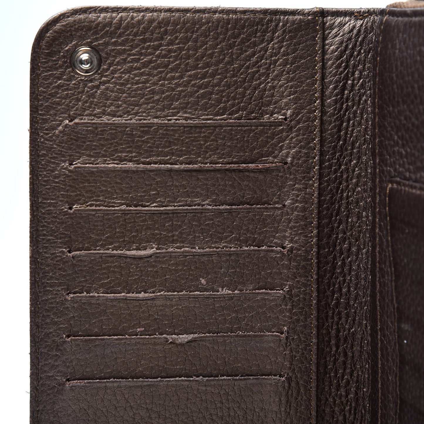 Metallic Calfskin Chain Zip Around Wallet Brown