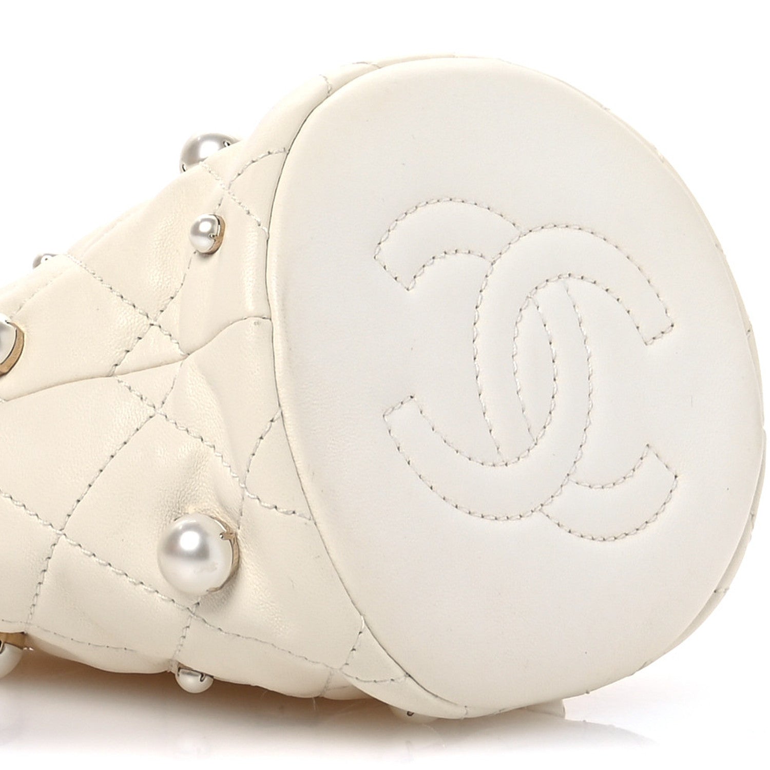 Chanel Lambskin Quilted Pearl Mini About Pearls Drawstring Bag White 9 of 11