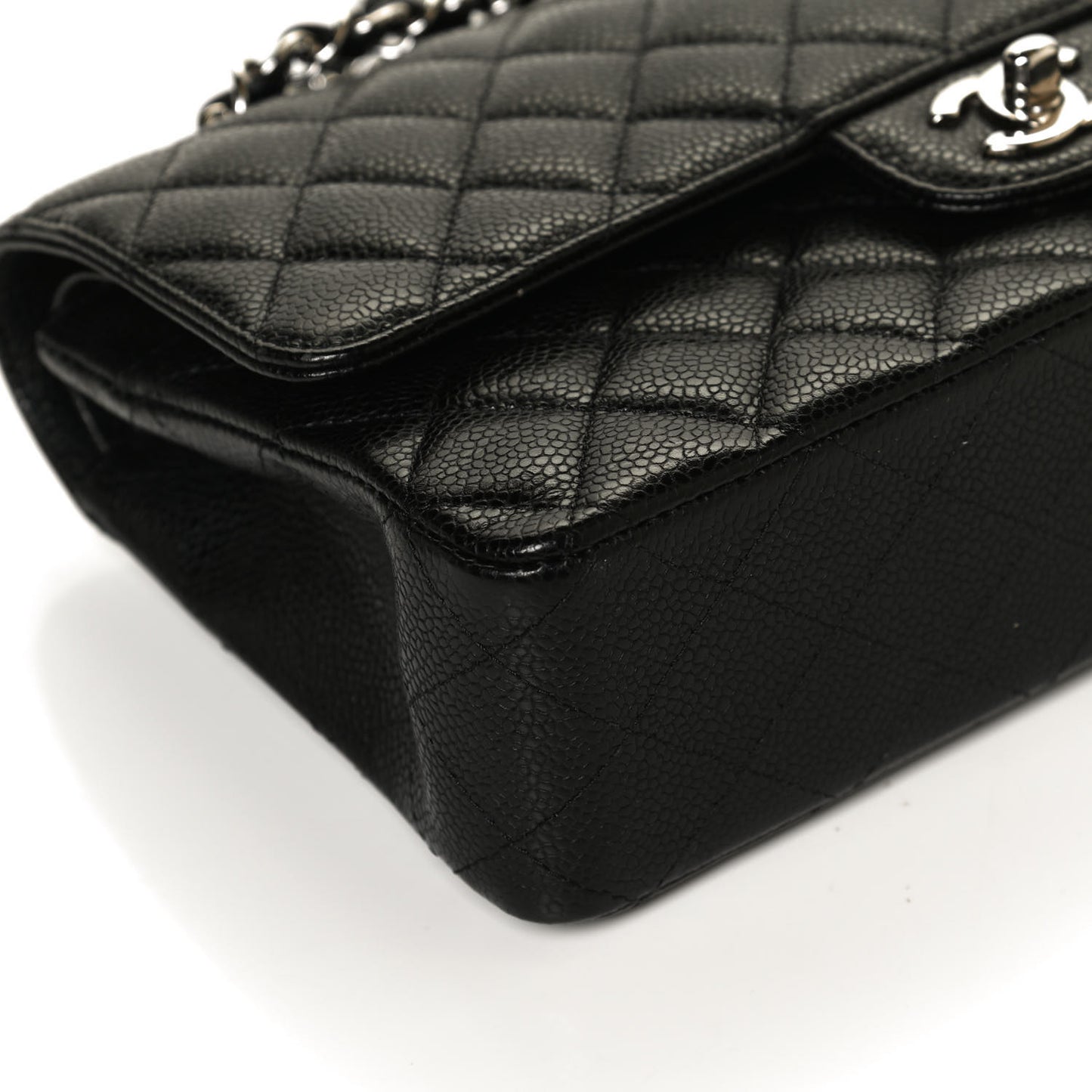 Caviar Quilted Medium Double Flap Black