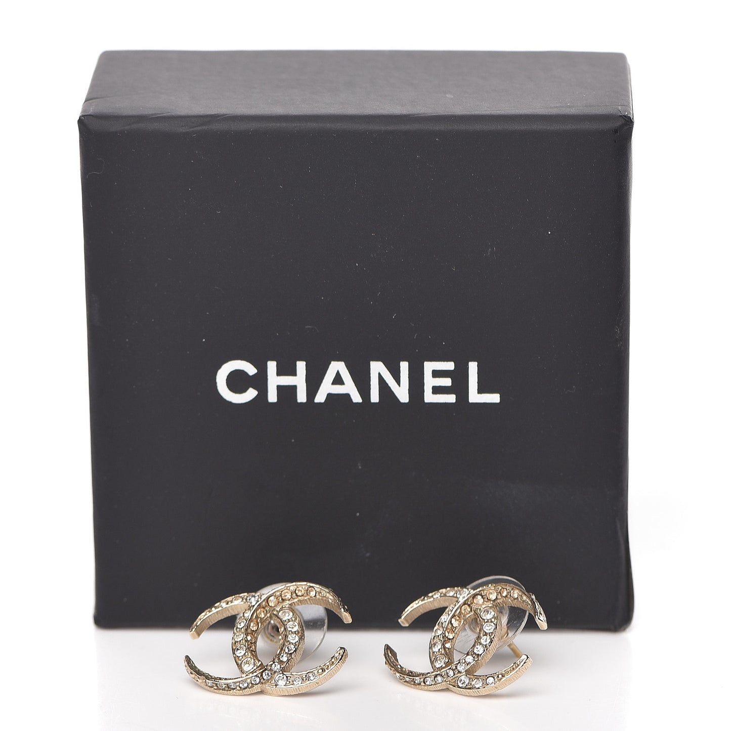 Crystal CC Moon Earrings Gold