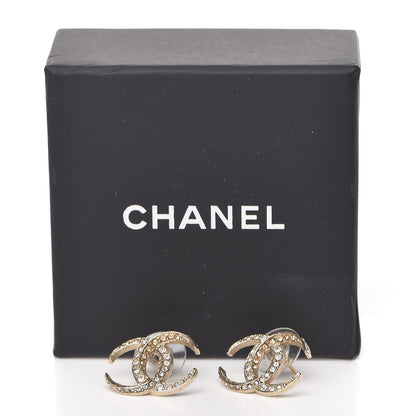 Chanel Crystal CC Moon Earrings Gold 7 of 7