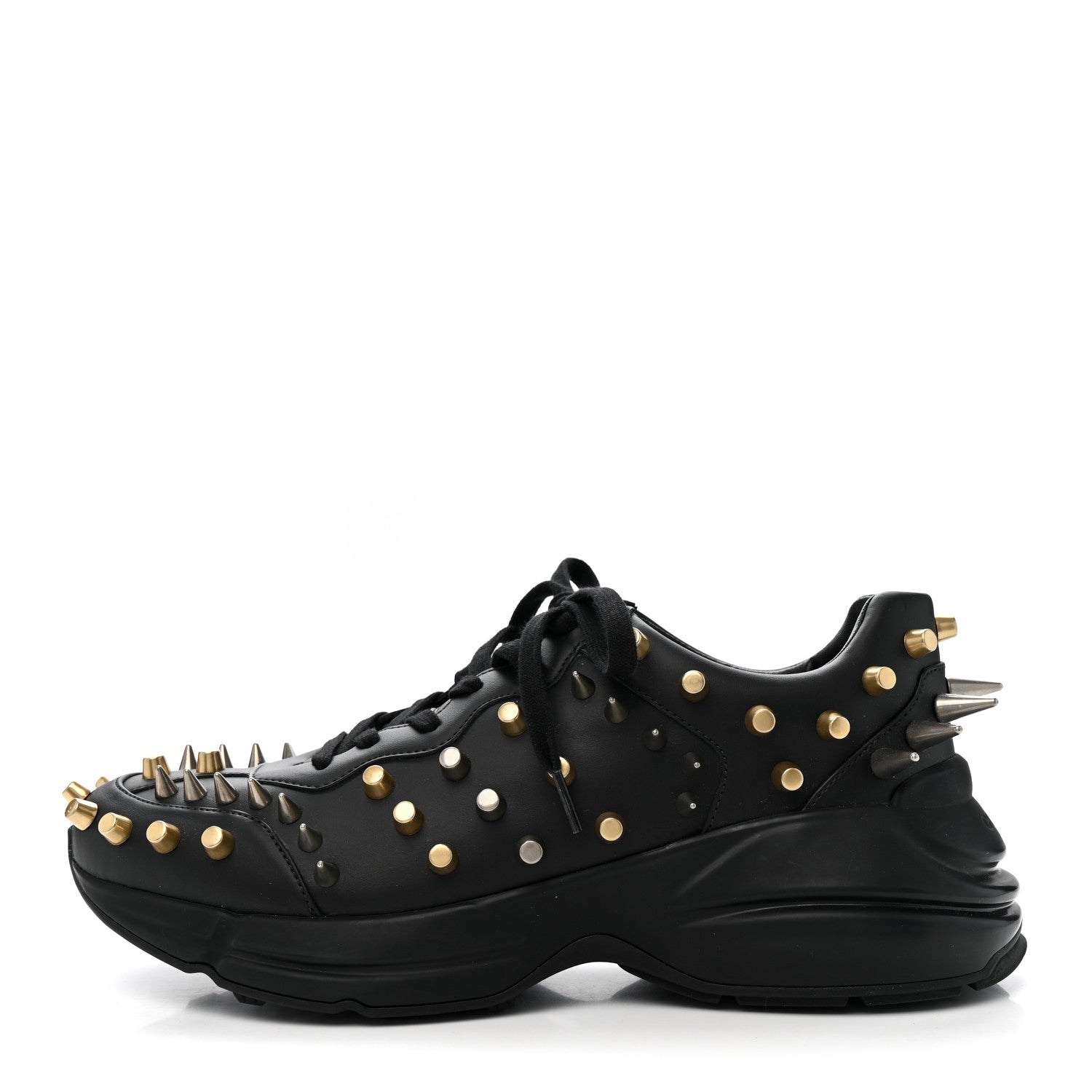 Gucci Demetra Spike Studded Mens Rhyton Sneakers 10 Black 1 of 10