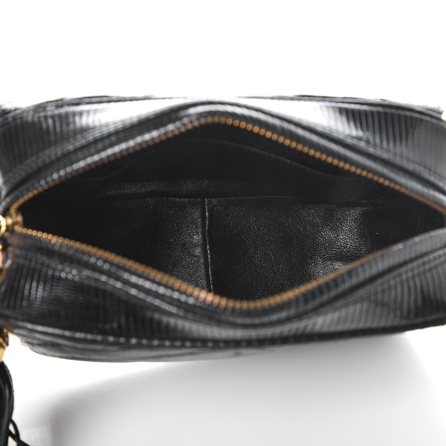 Chanel Lizard Chevron Quilted Small Tassel Camera Case Black 5 of 7