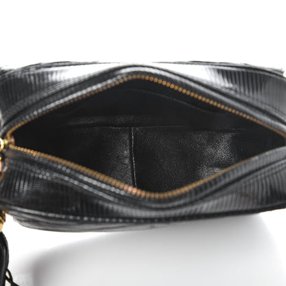 Chanel Lizard Chevron Quilted Small Tassel Camera Case Black 5 of 7