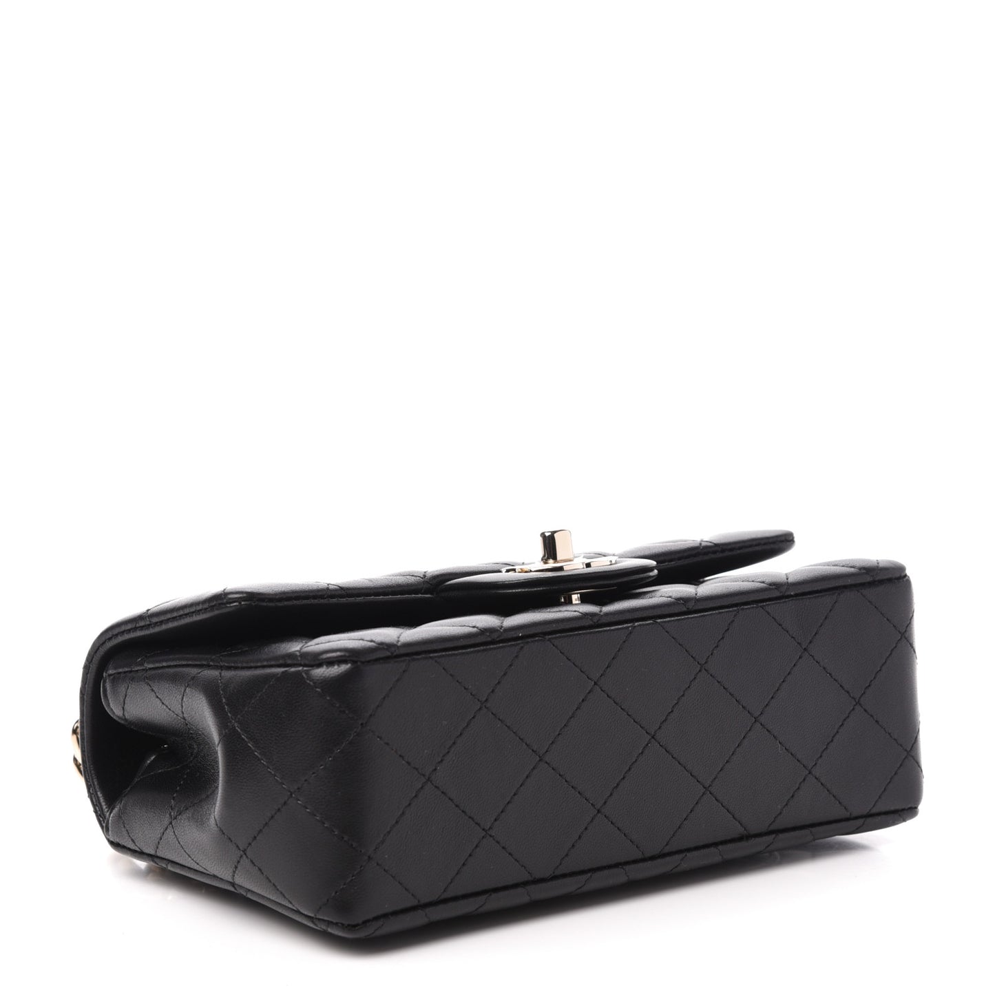 Lambskin Quilted Mini Coco Charms Rectangular Flap Black
