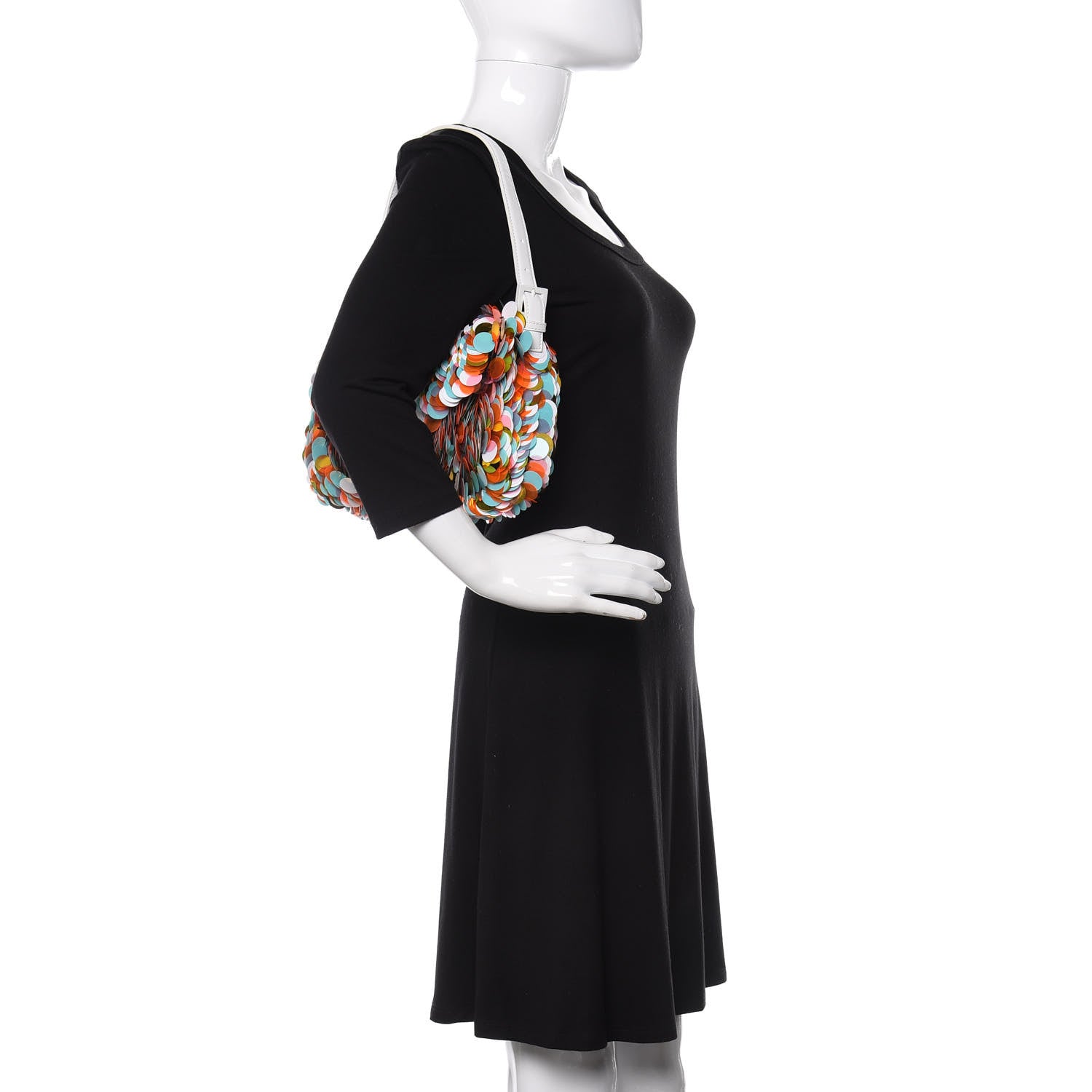 Fendi Sequin Maxi Paillettes Cuoio Lucido Baguette Multicolor White 2 of 9