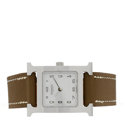 Hermes Stainless Steel Swift 21mm Heure H Hour Quartz Watch Etoupe 4 of 4