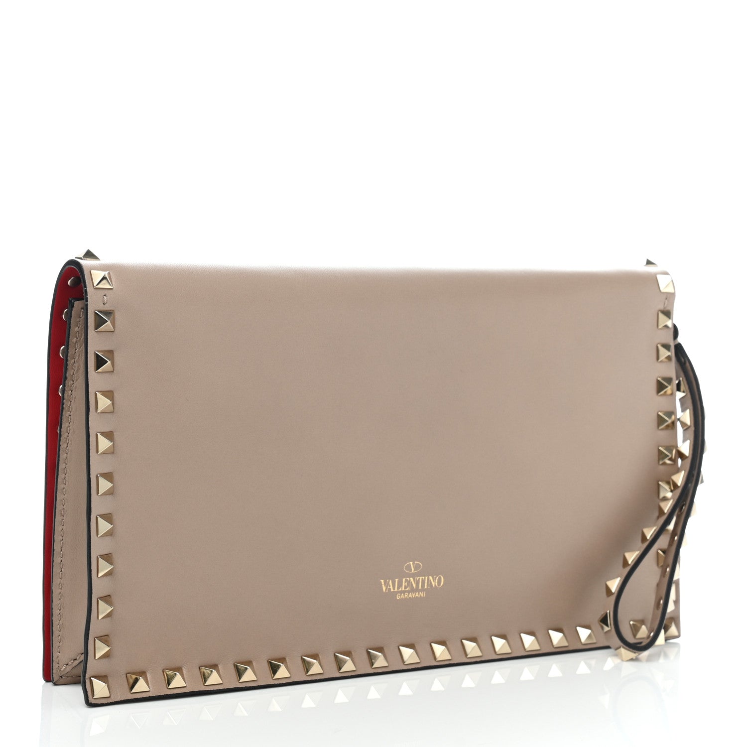 Valentino Garavani Nappa Rockstud Wristlet Clutch Poudre 3 of 6