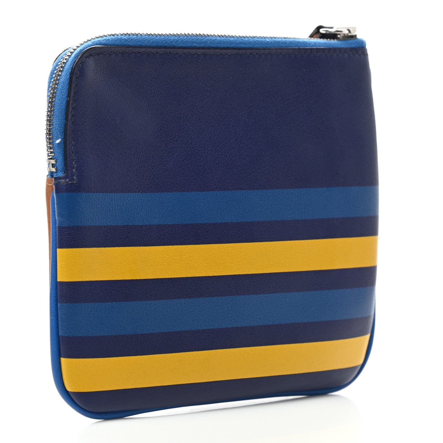 Hermes Swift Couverture Nouvelle Carre Pocket Pouch Gold Bleu Encre 3 of 9
