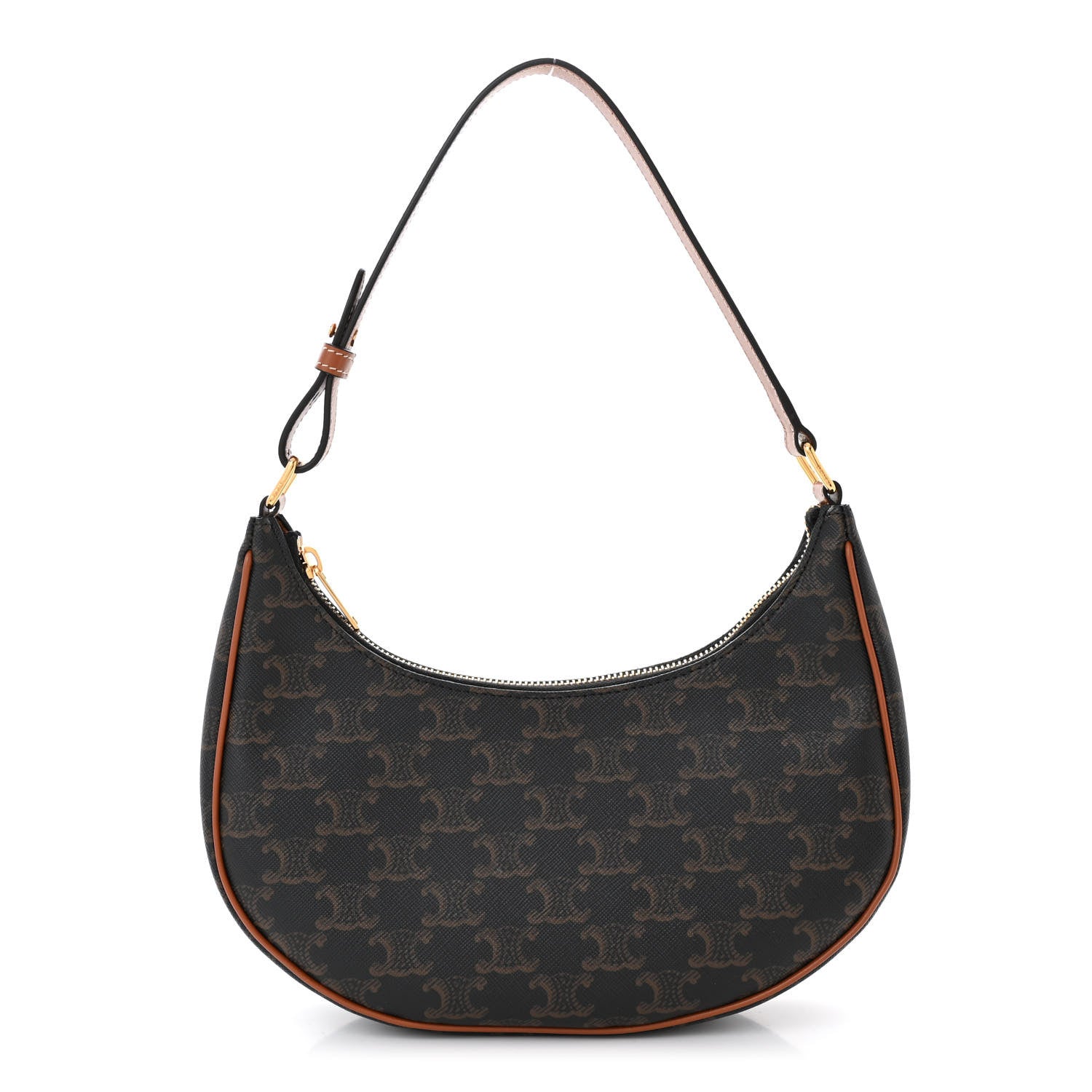 Celine Triomphe Canvas Calfskin Ava Shoulder Bag Tan 1 of 10