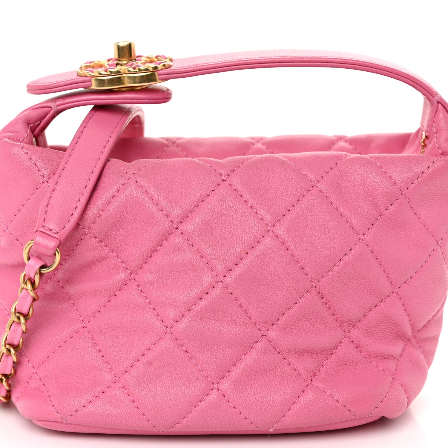 Chanel Lambskin Quilted Small Perfect Meeting Hobo Pink 7 of 9