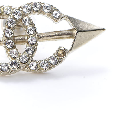 Chanel Metal Crystal CC Arrow Earrings Gold 7 of 8