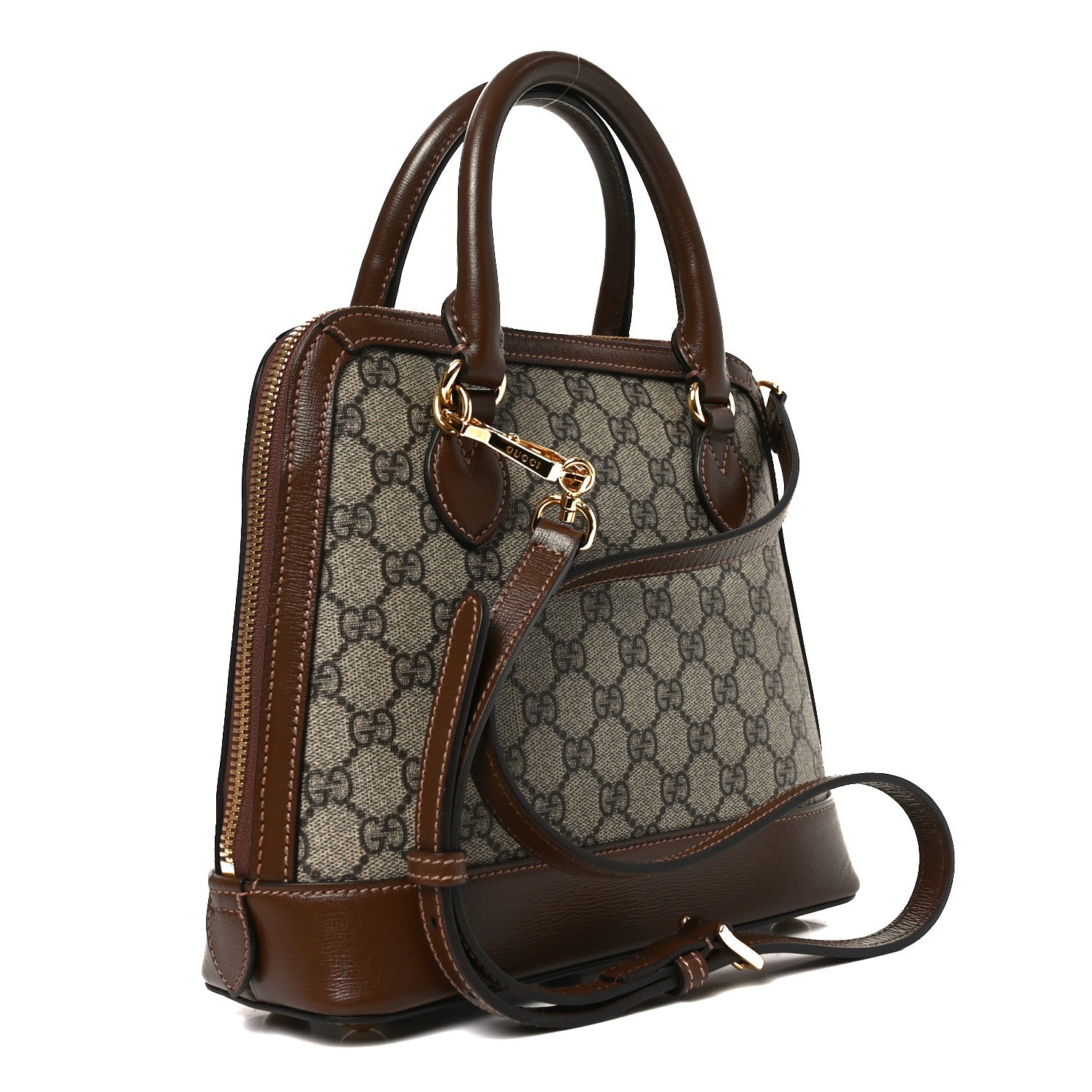 Gucci GG Supreme Monogram Azalea Calfskin Small Horsebit 1955 Top Handle Bag Beige Ebony Brown Sugar 3 of 10