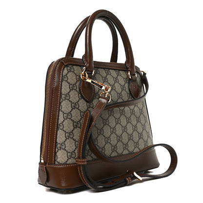 Gucci GG Supreme Monogram Azalea Calfskin Small Horsebit 1955 Top Handle Bag Beige Ebony Brown Sugar 3 of 10